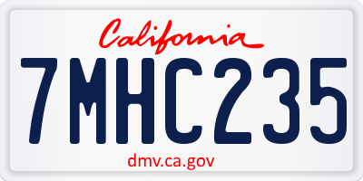 CA license plate 7MHC235