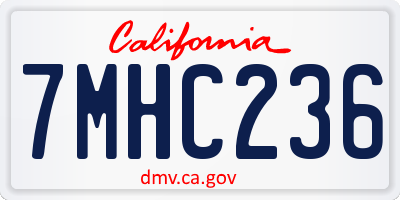 CA license plate 7MHC236