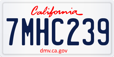 CA license plate 7MHC239