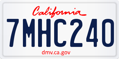 CA license plate 7MHC240