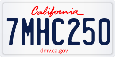 CA license plate 7MHC250