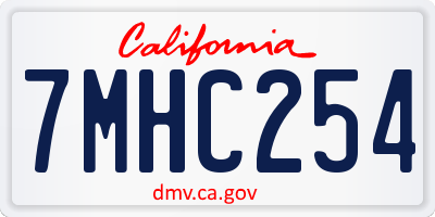 CA license plate 7MHC254