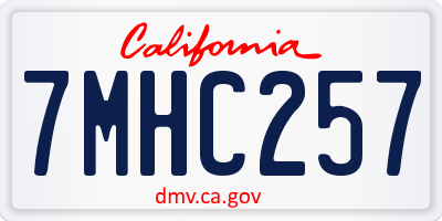 CA license plate 7MHC257