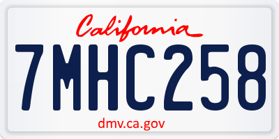 CA license plate 7MHC258