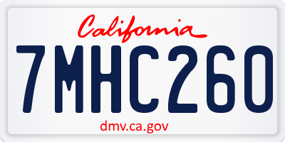 CA license plate 7MHC260
