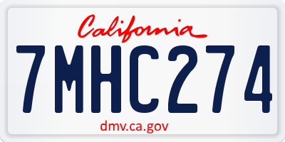 CA license plate 7MHC274
