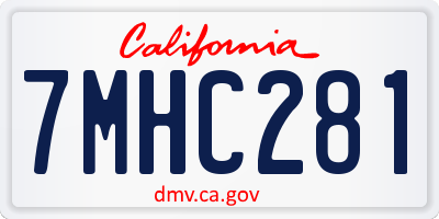 CA license plate 7MHC281