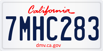 CA license plate 7MHC283