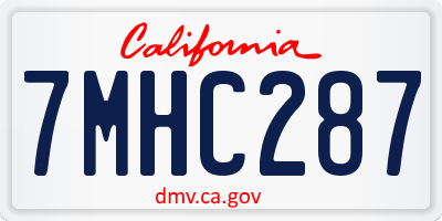 CA license plate 7MHC287