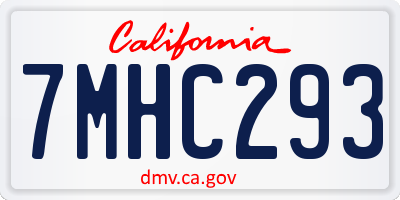 CA license plate 7MHC293
