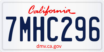 CA license plate 7MHC296