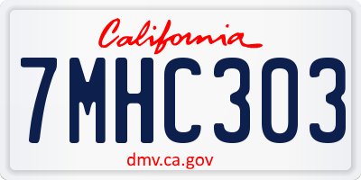 CA license plate 7MHC303