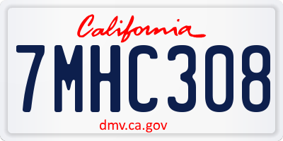 CA license plate 7MHC308