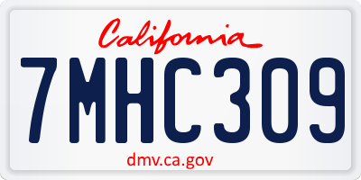 CA license plate 7MHC309