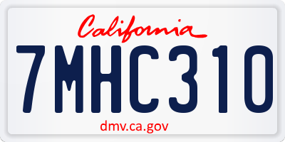 CA license plate 7MHC310