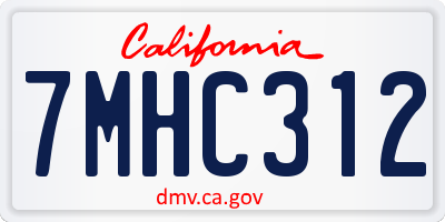 CA license plate 7MHC312