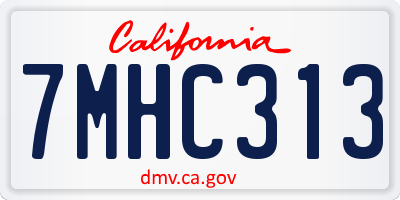 CA license plate 7MHC313