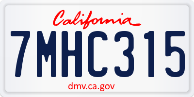 CA license plate 7MHC315
