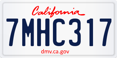 CA license plate 7MHC317
