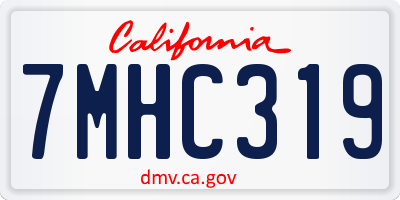 CA license plate 7MHC319