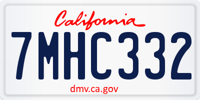 CA license plate 7MHC332