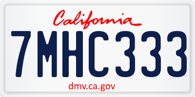 CA license plate 7MHC333