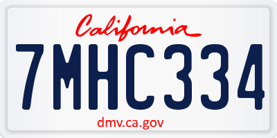 CA license plate 7MHC334