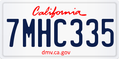CA license plate 7MHC335