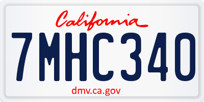 CA license plate 7MHC340