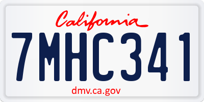 CA license plate 7MHC341