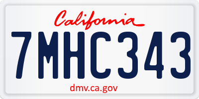 CA license plate 7MHC343