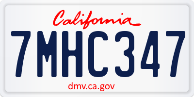 CA license plate 7MHC347