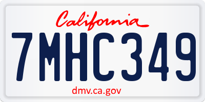 CA license plate 7MHC349