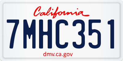 CA license plate 7MHC351
