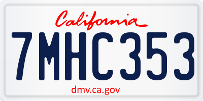 CA license plate 7MHC353