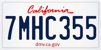 CA license plate 7MHC355