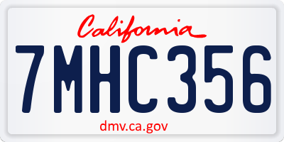 CA license plate 7MHC356