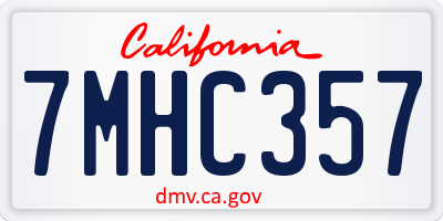 CA license plate 7MHC357