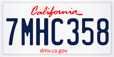 CA license plate 7MHC358