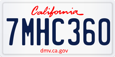 CA license plate 7MHC360
