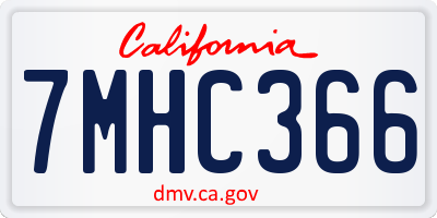 CA license plate 7MHC366