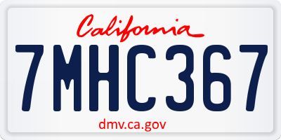CA license plate 7MHC367