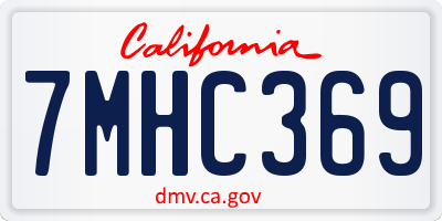 CA license plate 7MHC369