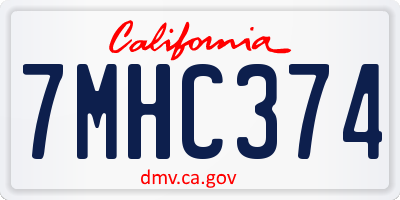 CA license plate 7MHC374