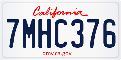 CA license plate 7MHC376
