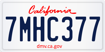 CA license plate 7MHC377
