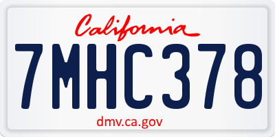 CA license plate 7MHC378
