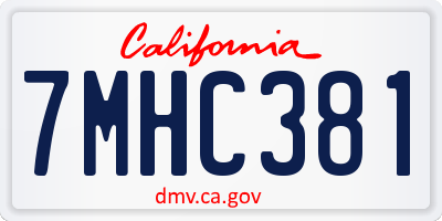 CA license plate 7MHC381