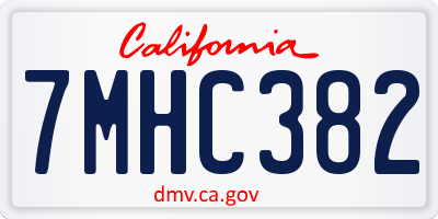 CA license plate 7MHC382
