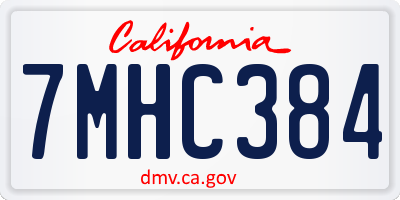 CA license plate 7MHC384